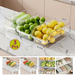 Plastic Box Fridge with Handle Set 3 Pcs