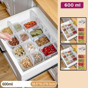 Plastic Double Compartment Spice Storage Box 600 ml