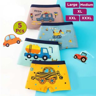 Luxurious Cotton Underwear with Assorted Designs for Boys - 5Pcs