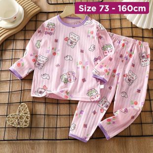 Boys and Girls Summer Long-Sleeve Cotton Pajama