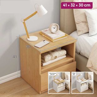 MDF Wood Bedside Table with Drawer and Shelf 41 &times; 32 &times; 30 cm