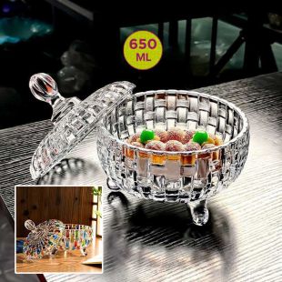 Luxury Glass Candy Jar with Lid 650ml