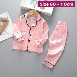 Children’s Long Sleeve Pajama Set with Rabbit Design
