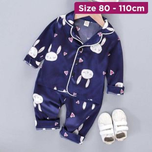 Children’s Long Sleeve Pajama Set with Hide Rabbit Design