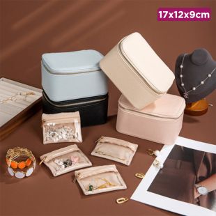 Portable Jewelry Box for Organizing Earrings and Necklaces 17 x 12 x 9 cm