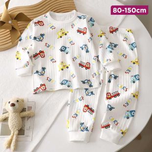 Cotton Kids Pajamas Set with Car Print