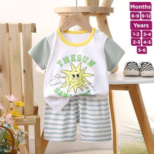 Sun Pure Cotton Summer T-shirt and Shorts Set