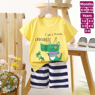 Crocodile Pure Cotton Summer T-shirt and Shorts Set
