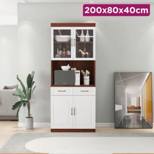 Ecological Wooden Kitchen Cabinet with 2 Drawers and Double Doors - 200 × 80 × 40 cm
