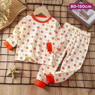 Cotton Kids Pajamas Set with Flower Print