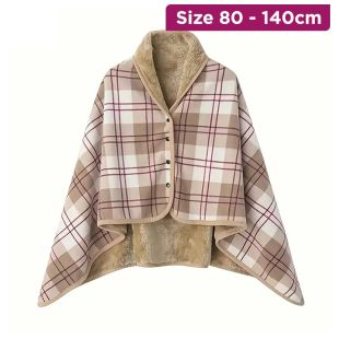 Luxurious Buttoned Plaid Fleece Wrap for Women