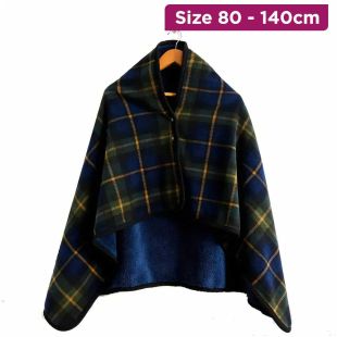 Deluxe Buttoned Plaid Fleece Wrap for Women