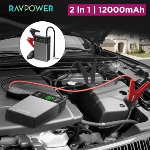 2-in-1 Jump Starter with Air Compressor 12000mAh by RAVPower