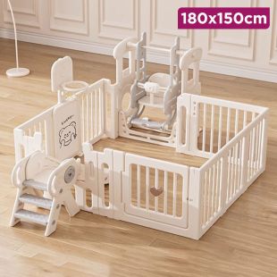 Plastic Fence with Slide Swing and Basketball Hoop 180 x 150 cm