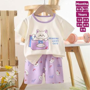 Cat Pure Cotton Summer T-shirt and Shorts Set