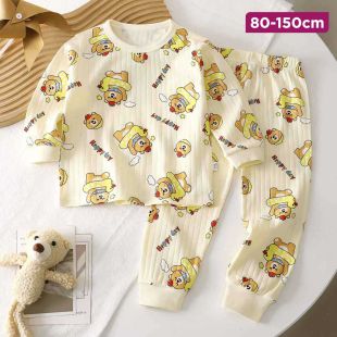 Cotton Kids Pajamas Set with Cartoon Bears Print