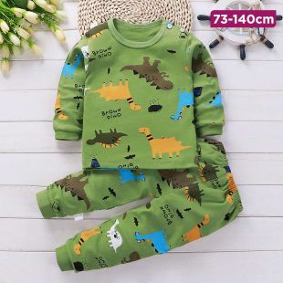 Refreshing Dragon Cotton Autumn Pajama Set for Kids