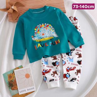 Flower Qinglong Cotton Autumn Pajama Set for Kids