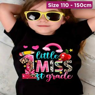 Girls Cotton T-Shirt with Little Miss Design