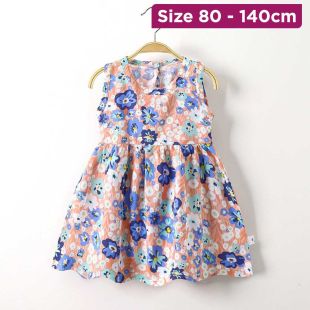 Purple Flower Summer Cotton Dress