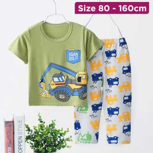 Cartoon Print Pajama With Short-Sleeve