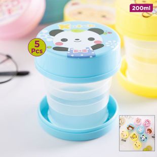 5Pcs Folding Water Cup 200ml - Assorted Designs