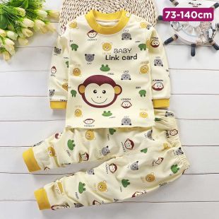 Golden Monkey Cotton Autumn Pajama Set for Kids