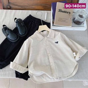 Long Sleeves Shirt With Small Fish Embroidery For Boys