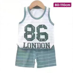 Children’s Cotton Summer Vest and Shorts Set with Sport Design