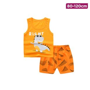 Children’s Cotton Summer Vest and Shorts Set with Cool Dino Design