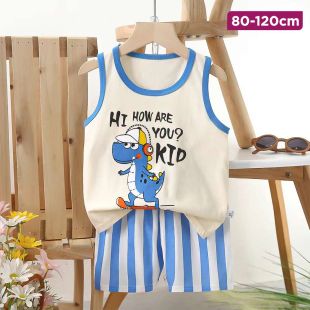 Children’s Cotton Summer Vest and Shorts Set with Cool Kid Design