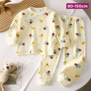 Cotton Kids Pajamas Set with Flowers Print