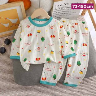 Green Christmas Summer Cotton Pajama Suit for Girls