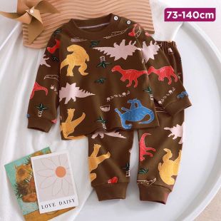 Flower Dragon Cotton Autumn Pajama Set for Kids