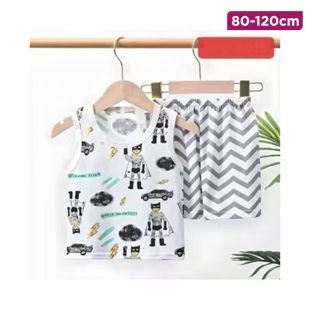 Children’s Cotton Summer Vest and Shorts Set with Hero Power Design