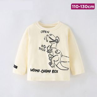 Boys’ Cotton Long Sleeve T-Shirt with Sketch Dino Design