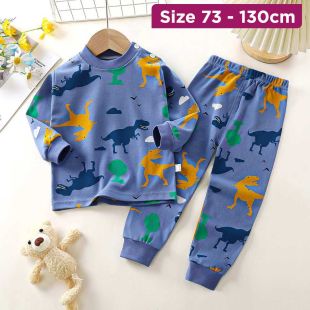 Cotton Pajama Set with Dinosaurs Design for Kids