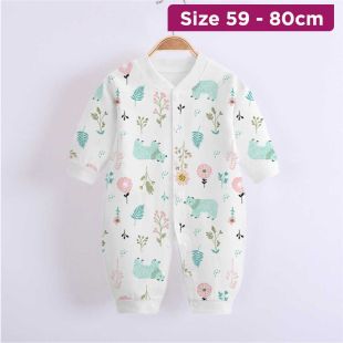 Baby Cotton Romper Bear Floral Design