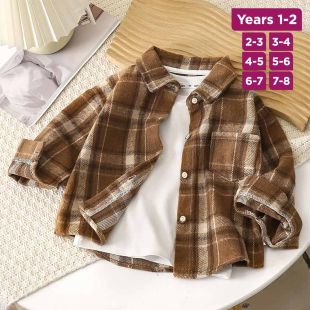 Boys' Retro Plaid Cardigan Shirt