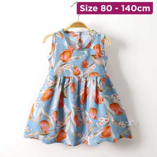 Green Flower Summer Cotton Dress