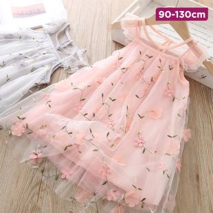 Girls Embroidered Lace Princess Dress