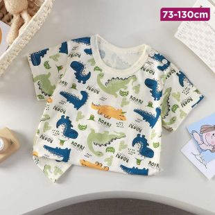 Cotton Short Sleeve T-Shirt with Dragon Design for Kids