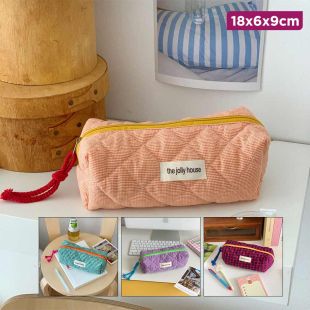 Women's Grid Makeup Storage Bag - 18 × 6 × 9 cm