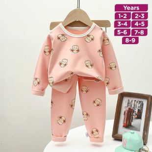 Pink Bunny Pure Cotton Long Sleeved Pajama Set for Boys and Girls