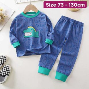 Cotton Pajama Set with Dinosaur Prints for Boys