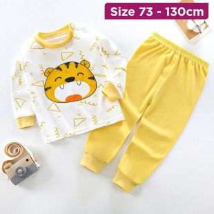 Cotton Pajama Set with Tigers Print for Boys