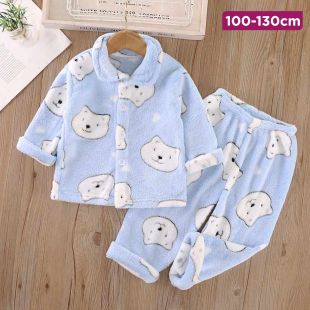 Blue Dog Design Flannel Pajama for Girls 