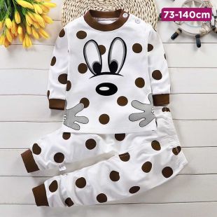 Coffee Dots Cotton Autumn Pajama Set for Kids