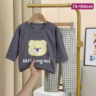 Bear Head Summer Cotton Pajama Suit for Girls