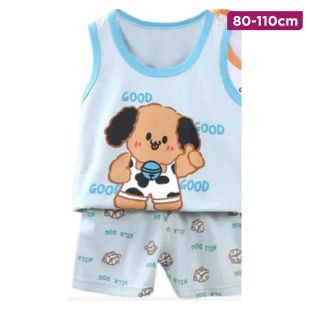 Children’s Cotton Summer Vest and Shorts Set with Good Puppy Design